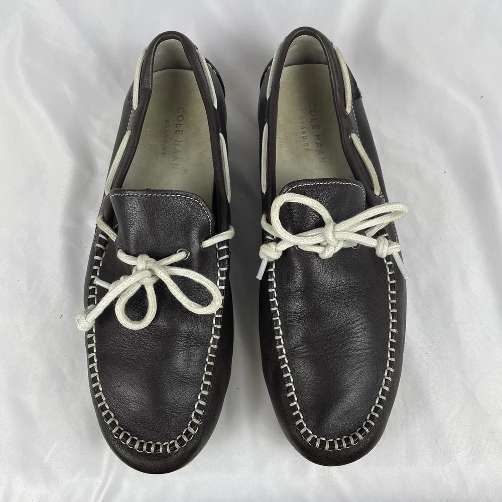 Cole Haan Men's Size 9.5 Brown Leather Grand OS Laced Driving Loafers Shoes